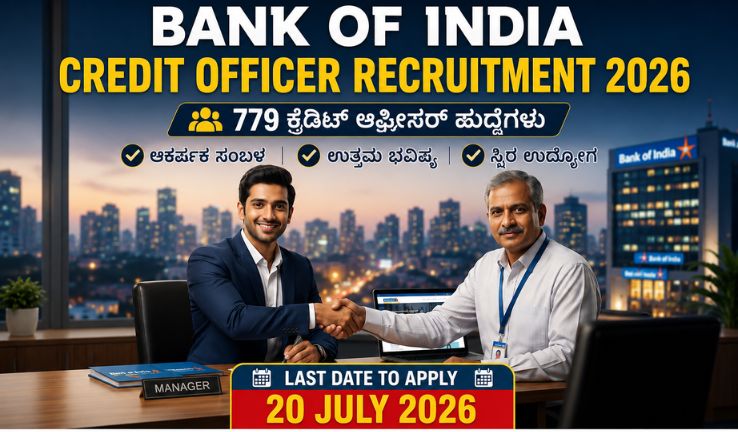 Bank of India Credit Officer Recruitment 2026 notification for 779 Credit Officer vacancies with last date 20 July 2026